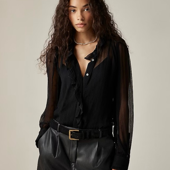 J. Crew Women's Ivory Ruffle Blouse - Picture 7 of 9